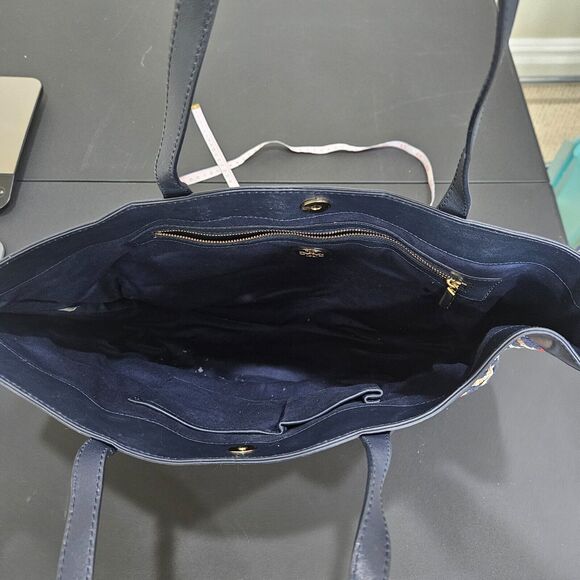 Tory Burch Raffia Woven Straw Leather Tote Bag Multicolor Picnic Beach Casual - Picture 10 of 16